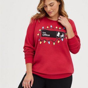 NEW Torrid Cozy Fleece The Office Christmas Lights Sweatshirt Jester Red Size 1X